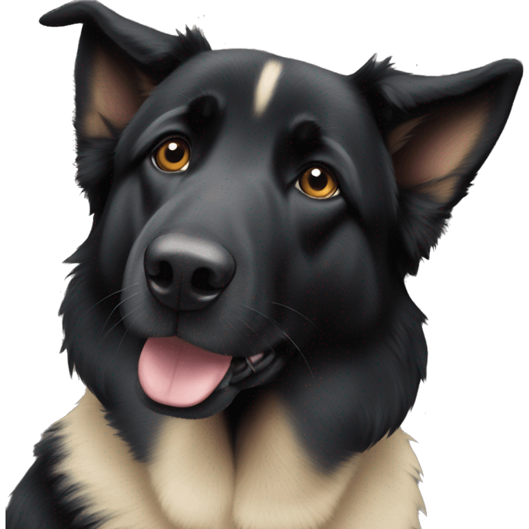 Black German Shepard with one floppy ear  emoji