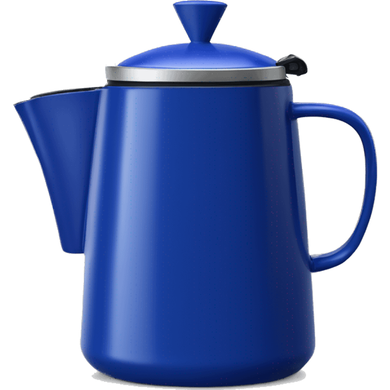 Realistic cobalt blue camping coffee pot isolated.  emoji