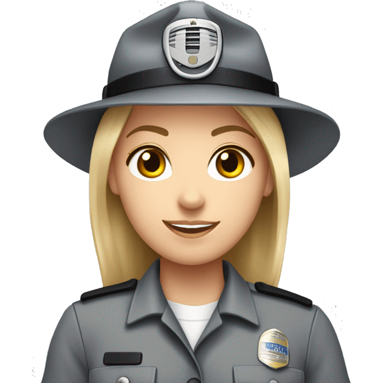 White Girl correctional officer in a grey button shirt with radio no hat emoji