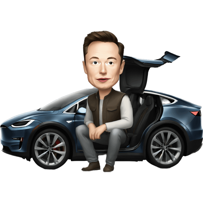 Elon musk in a Tesla  emoji