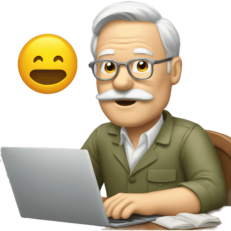 hemingway typing on laptop emoji