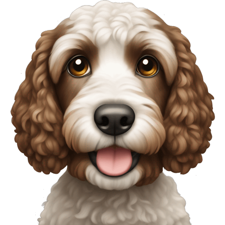 Cockapoo with dark brown and white face emoji