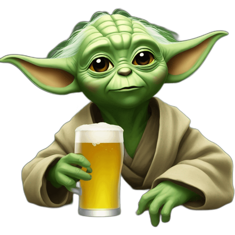 Yoda drinking a beer emoji