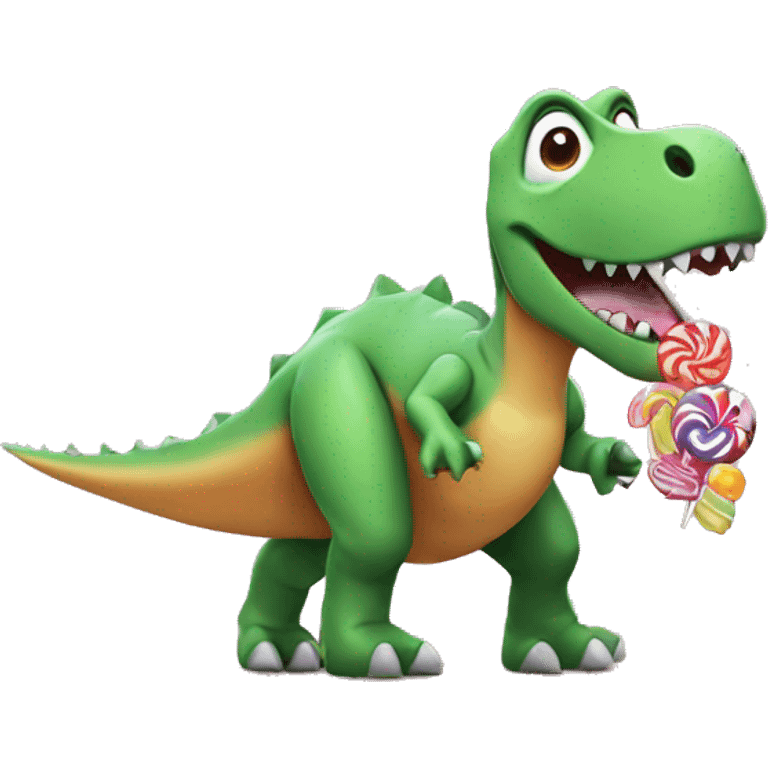 Dinosaur with candy emoji