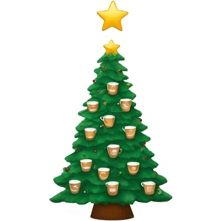 A large Christmas tree with cups of espresso  emoji