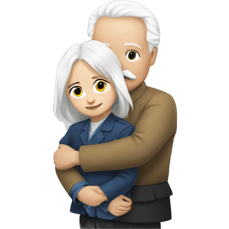 Lukashenko hugging kid with white hair emoji