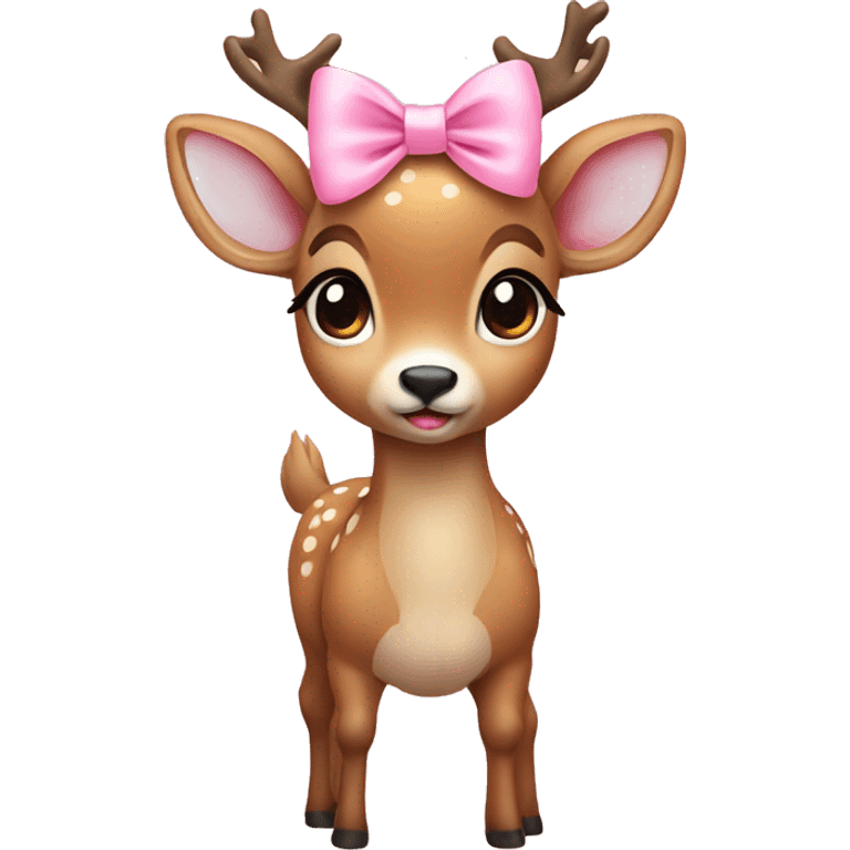 Deer with cute baby pink bow emoji