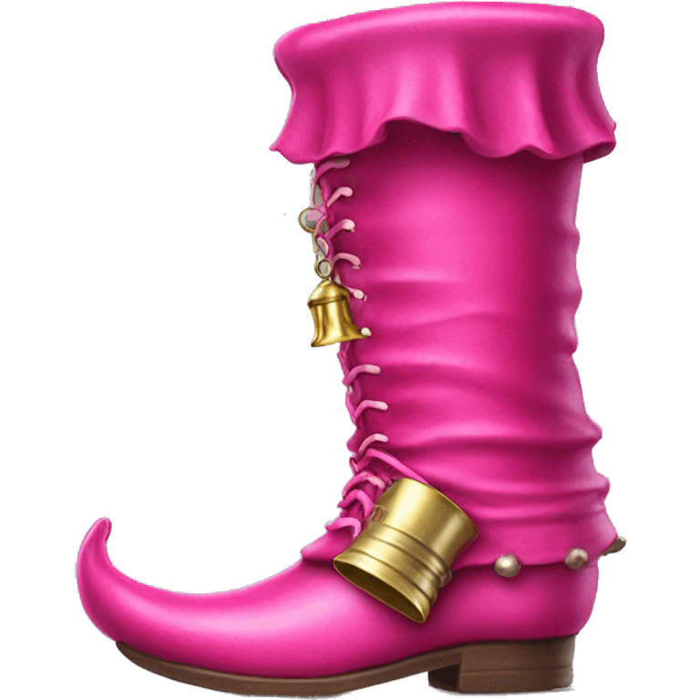 Realistic isolated hot pink elf boots with bells. emoji