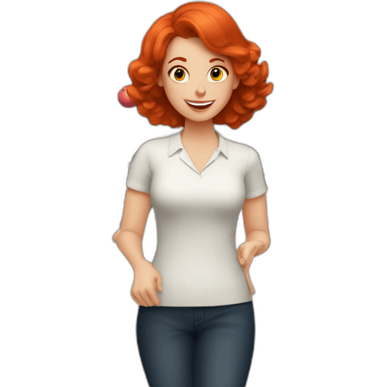 Red hair lady playing bowling emoji