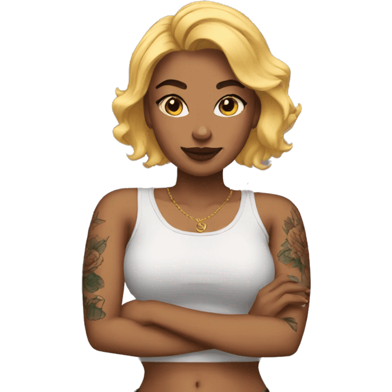 Woman wearing tattoos  emoji