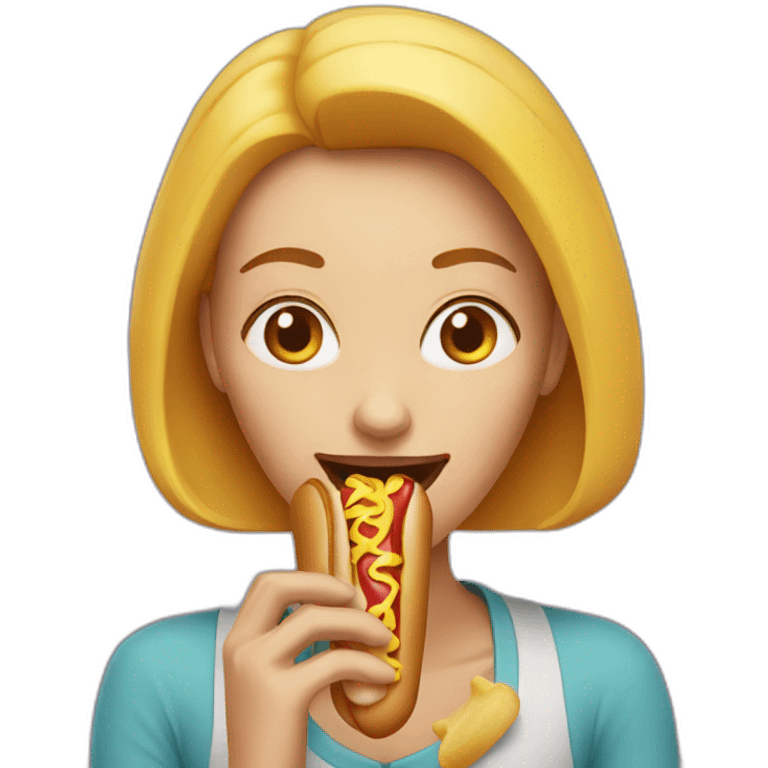 Woman eating hotdog emoji