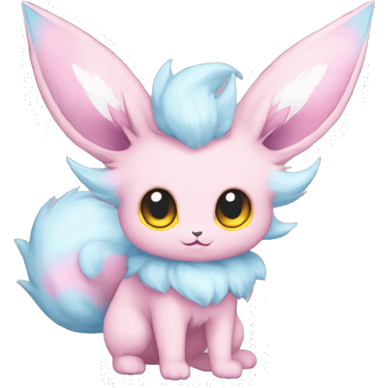 Kawaii Pastel Cotton-Candy-Colored Eeveelution-Cute-Pokémon-fusion full body emoji