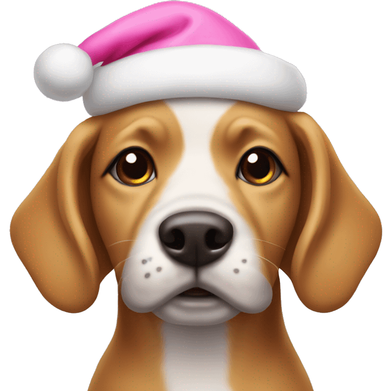 Dog wearing pink Santa hat  emoji