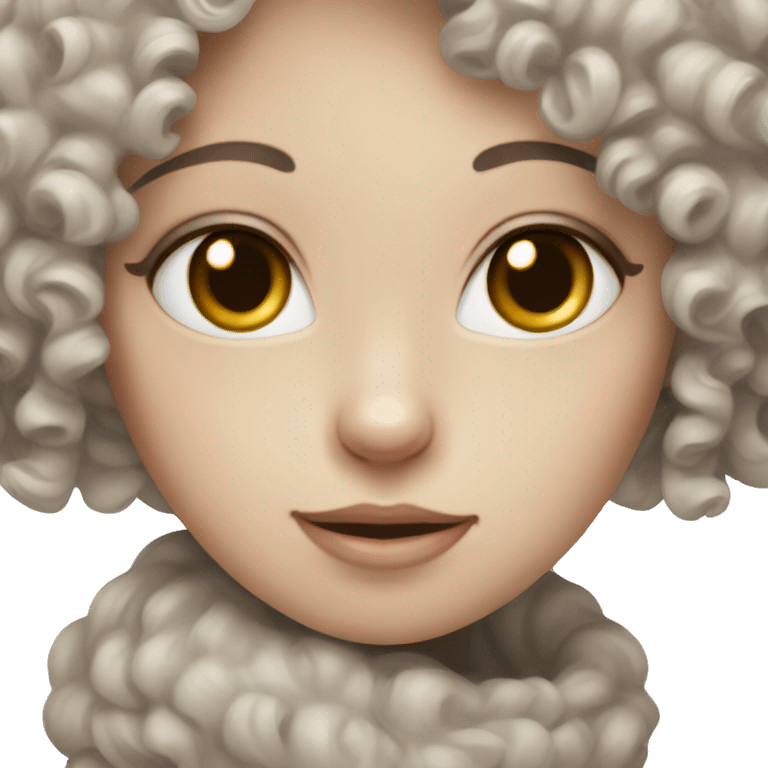 curly girl pale skin gray eyes near siamese cat emoji