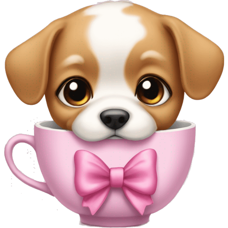 Teacup puppy wearing small pink bow emoji