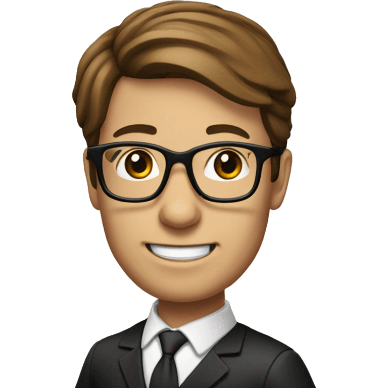 Head of a Lawyer with glasses,brown hair and smil emoji