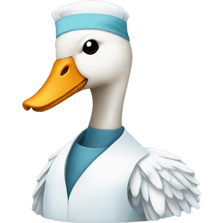 a swan with surgeon costume emoji