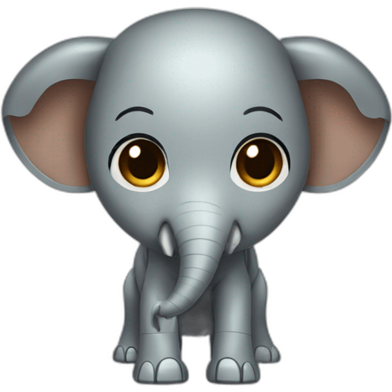 Girl robot with dark brown hair and brown eyes and elephant trunk emoji