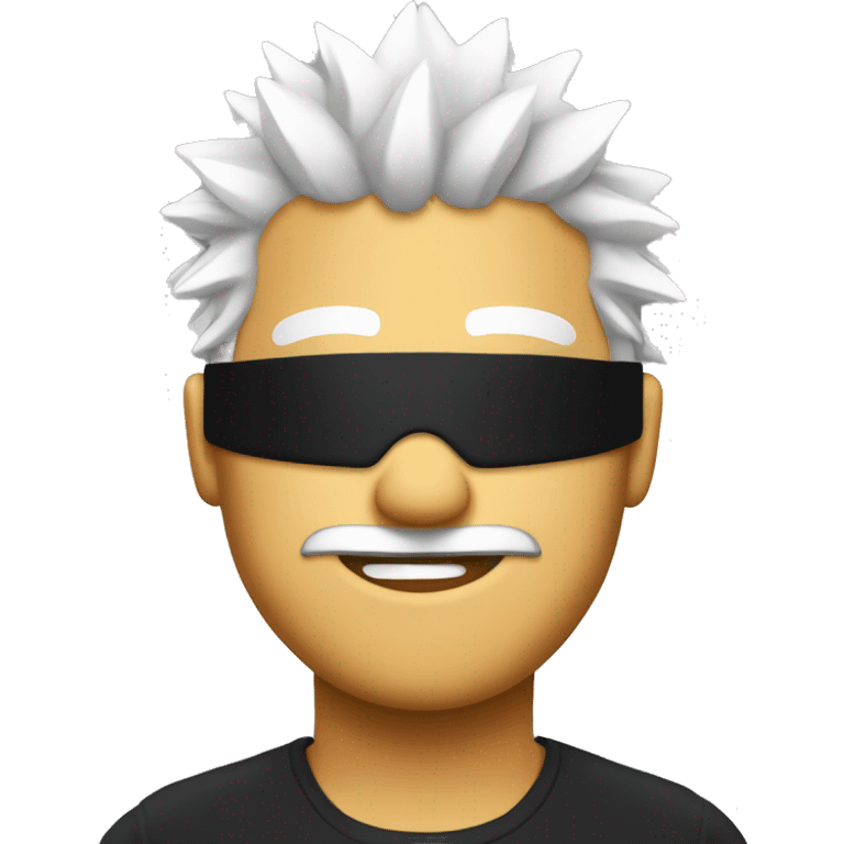 Smug face with a black blindfold an a spiky white hair emoji