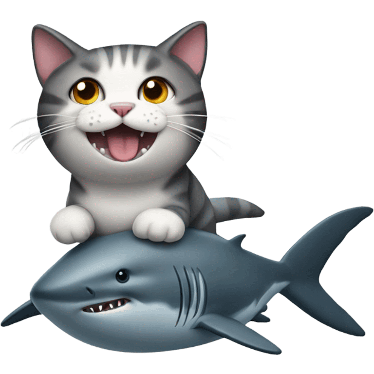 cat sitting on a shark emoji