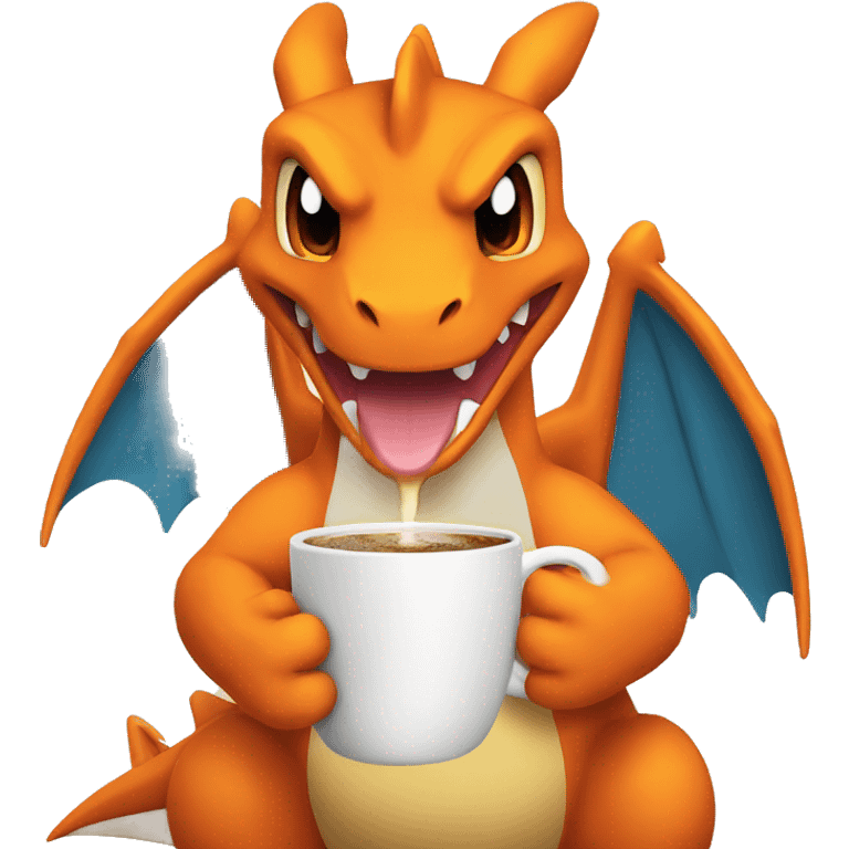 charizard drink a coffee emoji