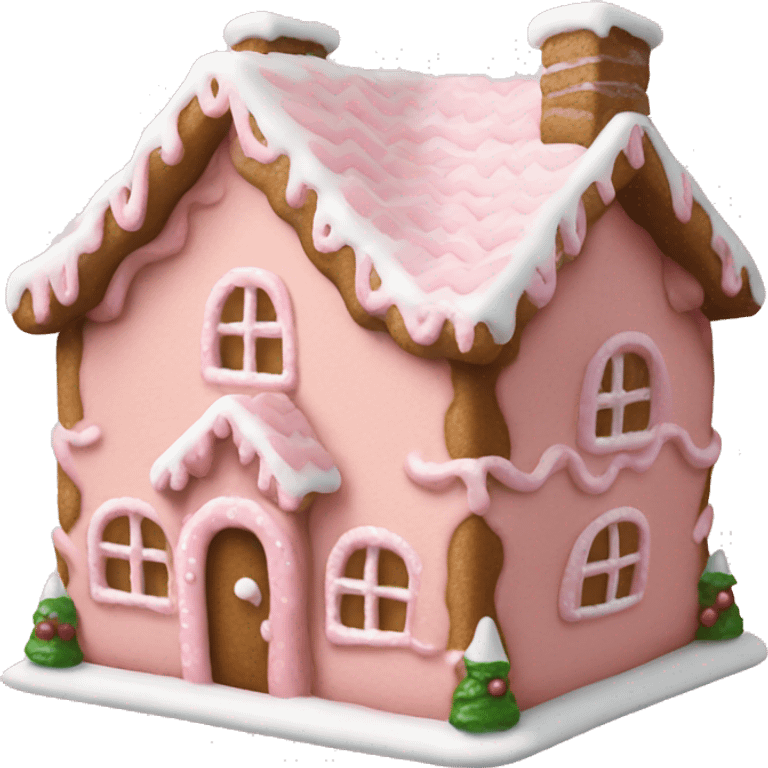 Light pink ginger bread house in detail emoji