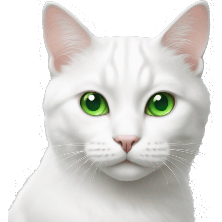 A white cat with green eyes emoji