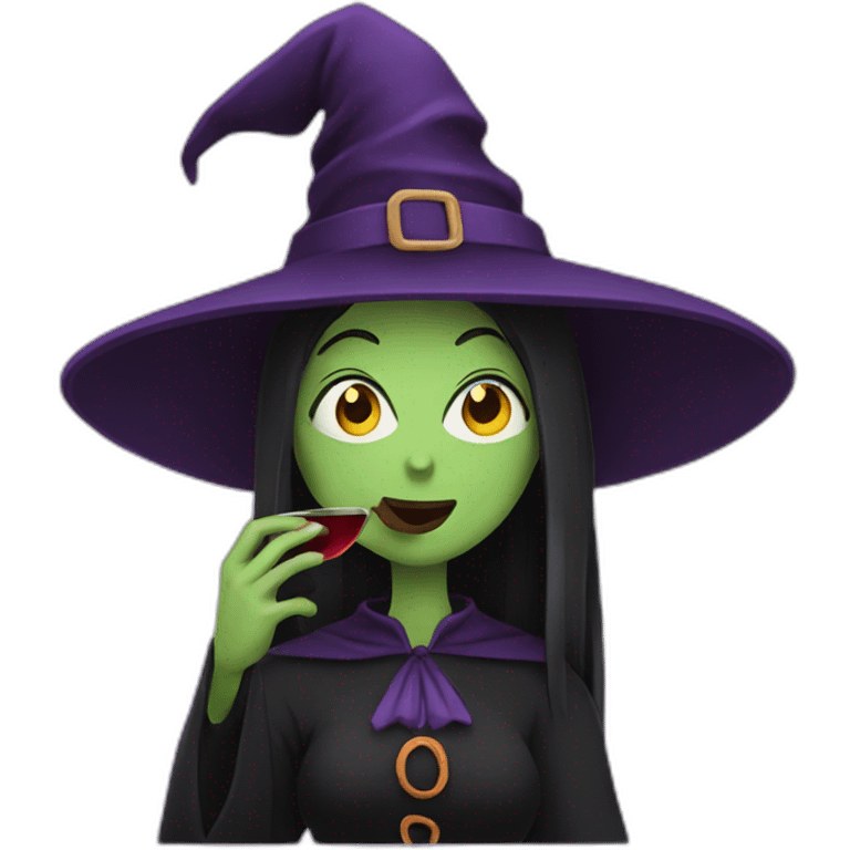 witch drinking wine emoji