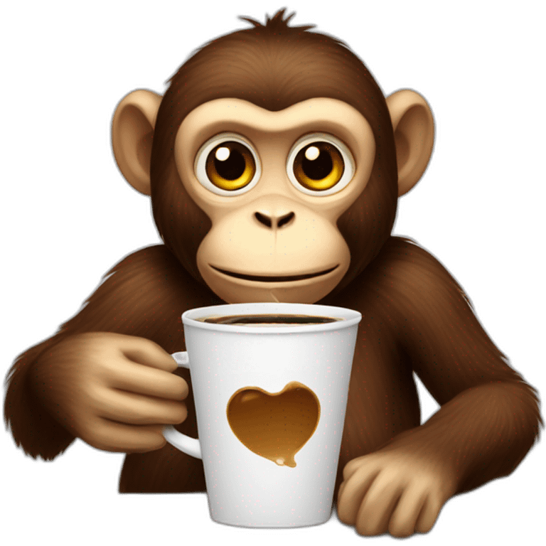 Monkey with coffe emoji