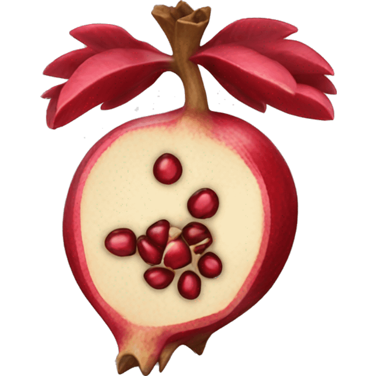 Singe pomegranate showing the seeds  emoji