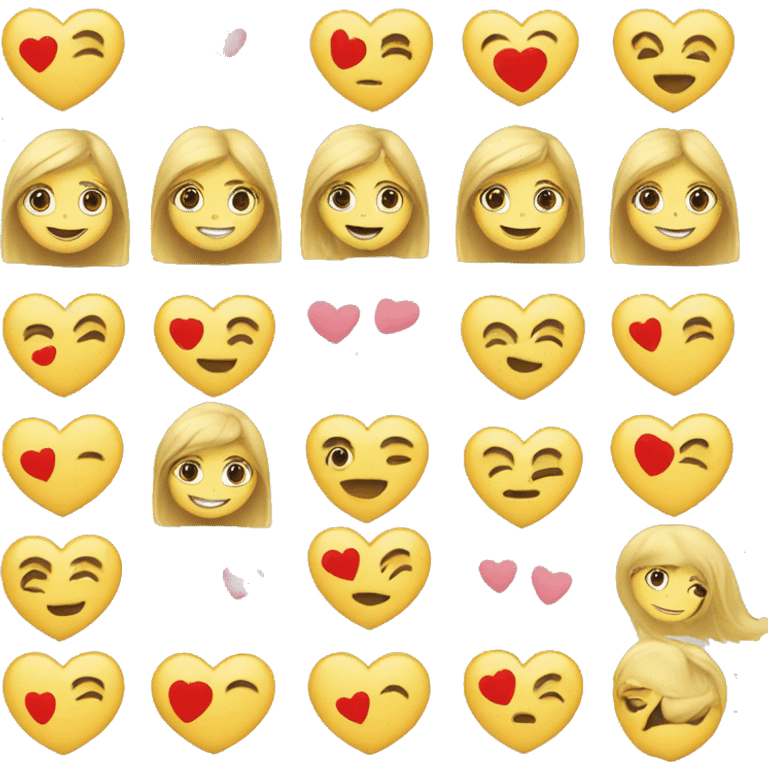 A blond girl with hearts, happy emoji