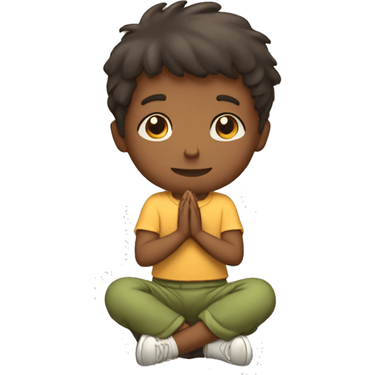 Boy kneeling in prayer with arms folded emoji