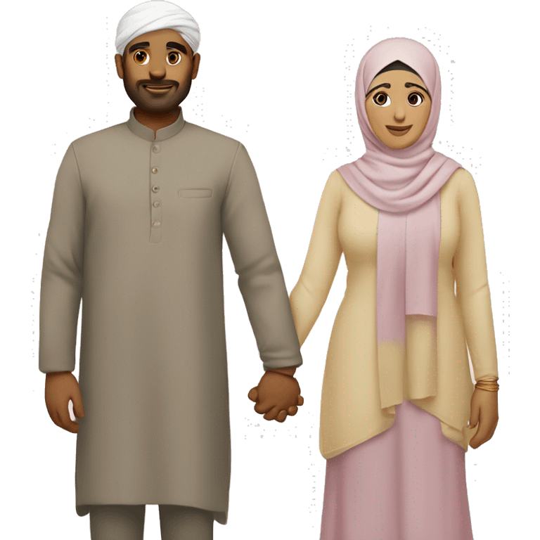 Indian man and a pale Hijabi holding hands  emoji