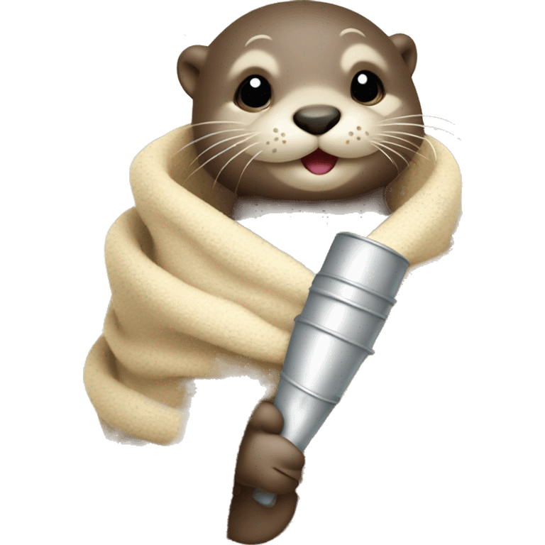 cute baby otter wrapped in blanket with dummy and prosecco flute  emoji