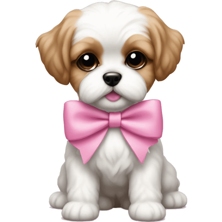 Shichon puppy pink bow emoji