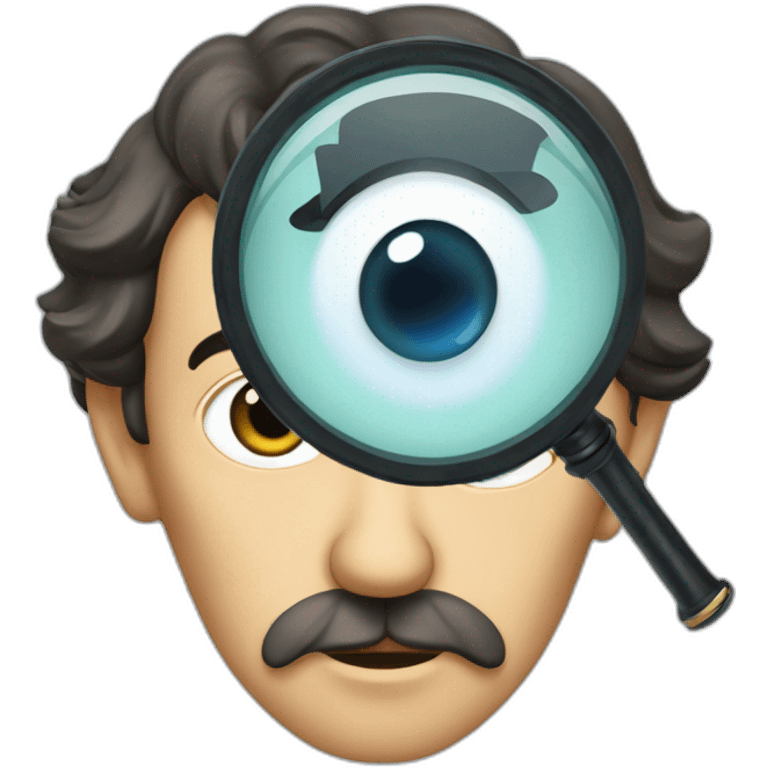 sherlock holmes with a magnifying glass near his eye emoji