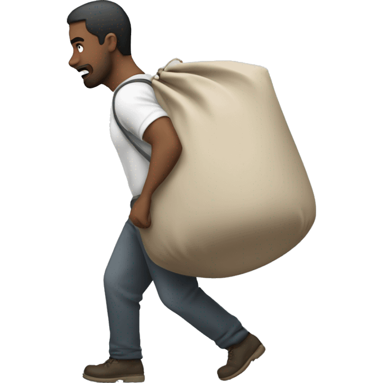 white tired man dragging a big heavy bag behind him emoji