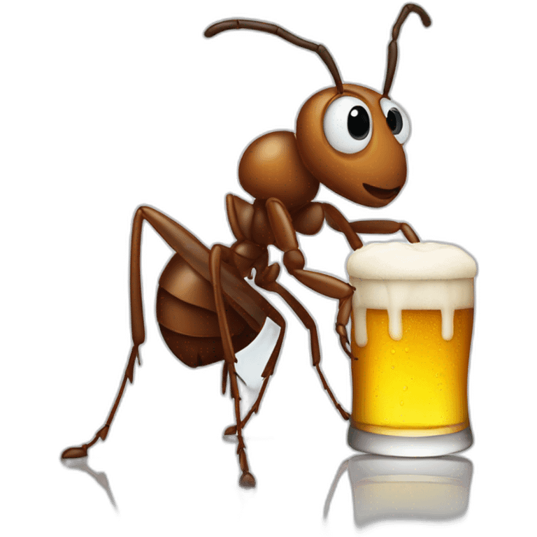 Ant with beer emoji