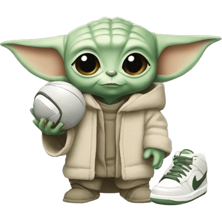  BABY YODA HOLDING NIKE SHOES emoji