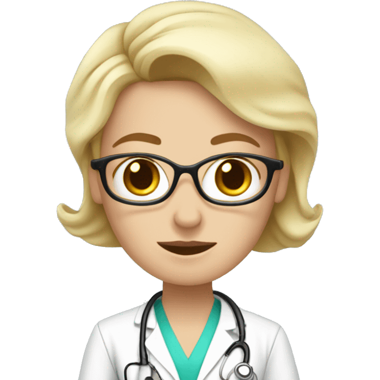 Doctora piel blanca, rubia y de pie emoji