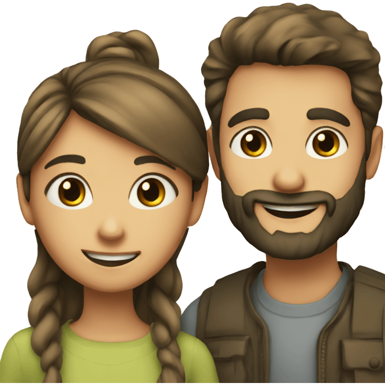 smiling girl with bearded boy emoji