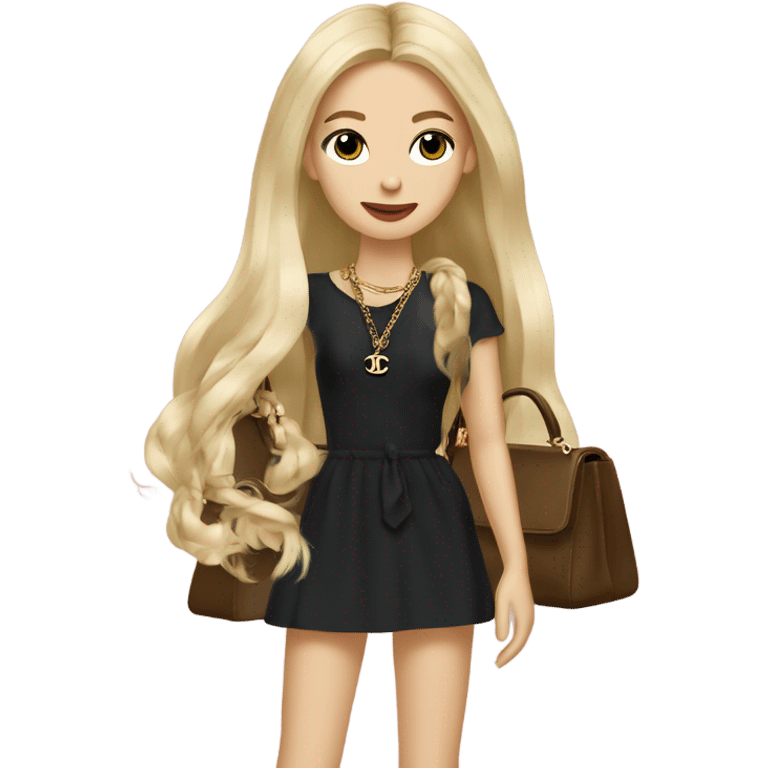 Blonde Chanel long hair german Girl with Birkin bag and Chanel necklace emoji