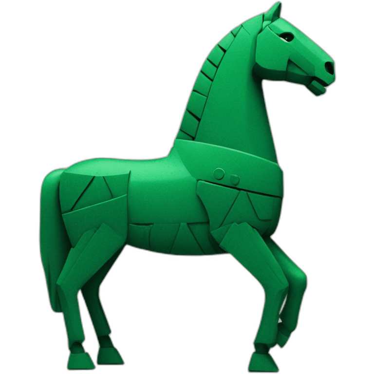 Dark Green geometric trojan horse with wheels emoji