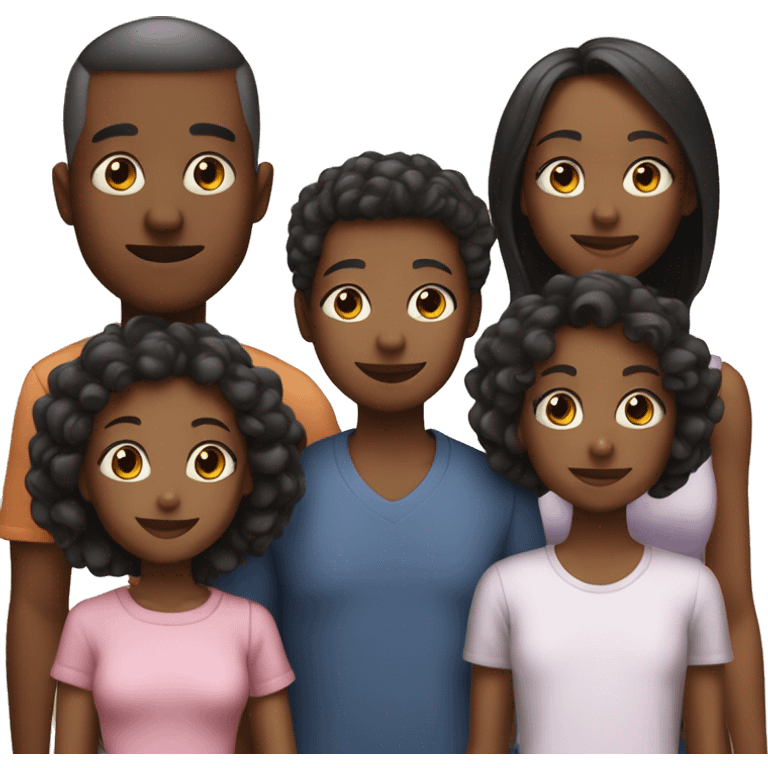 Black family with a 30 year old mother, 20 year girl, 13 year old girl, 10 year old boy, 9 year old girl, and 2 year old girl emoji