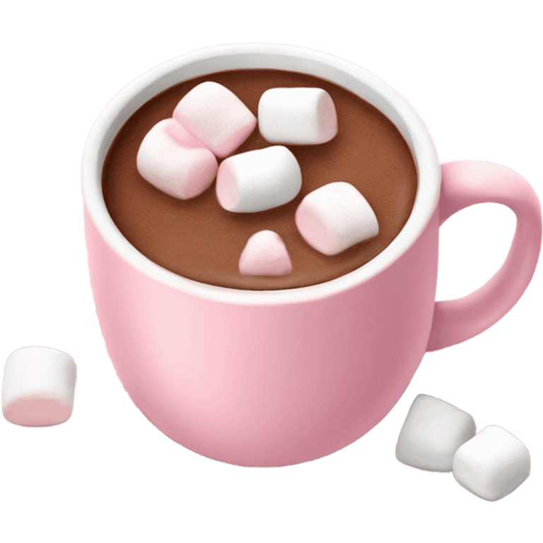 Light Pink mug of hot chocolate with marshmallows  emoji