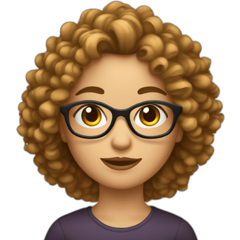 Fille au cheveux bouclés à lunettes metisse emoji