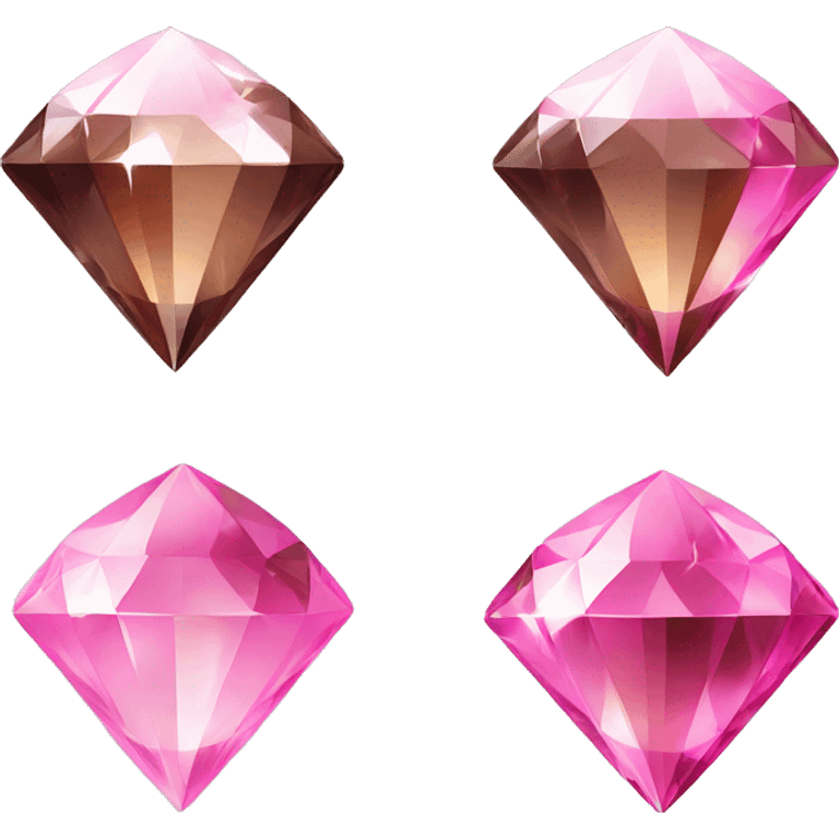 Flat Realistic isolated shiny sparkling brown and pink shiny diamond. emoji