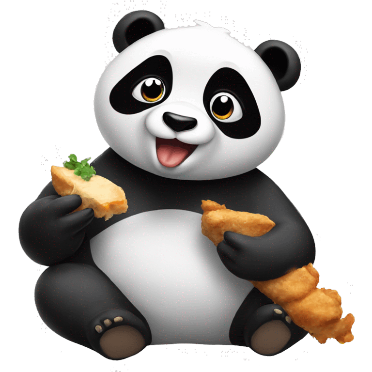 Panda eating chicken emoji