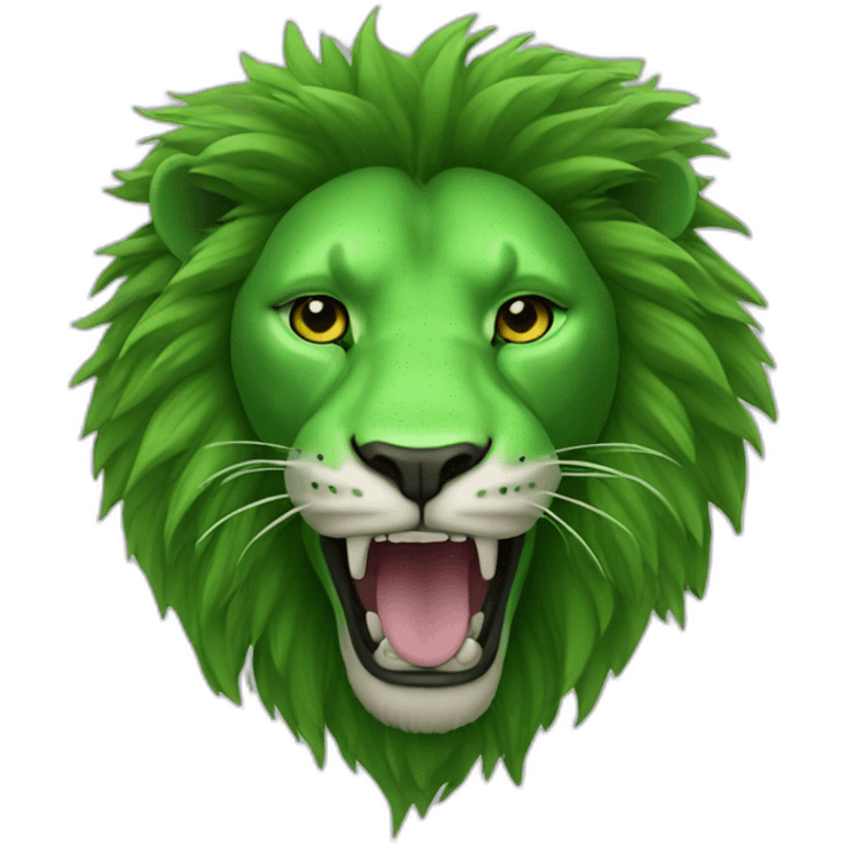 Green Lion face with joint in his mouth emoji