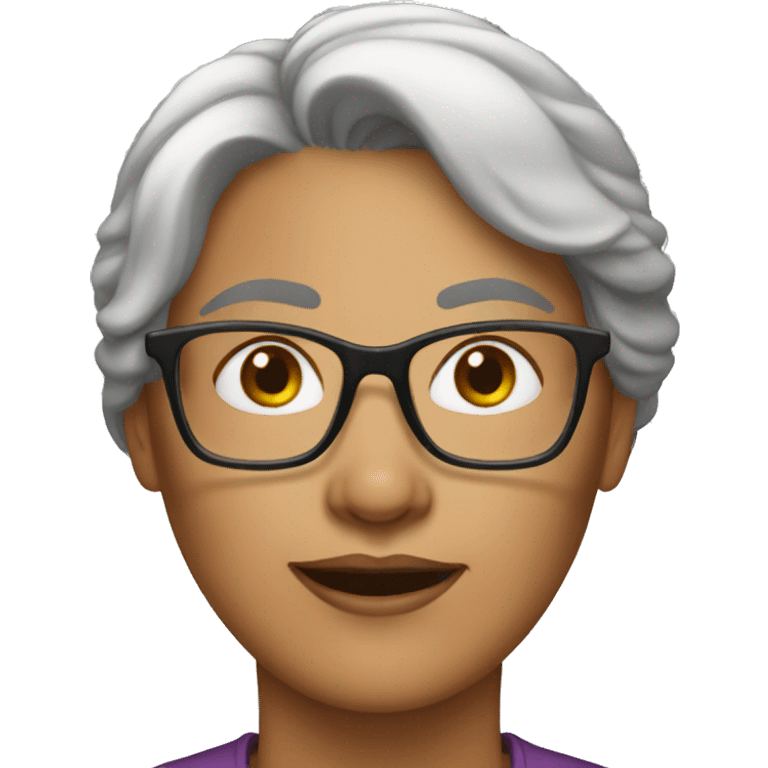 middle-aged woman with glasses emoji